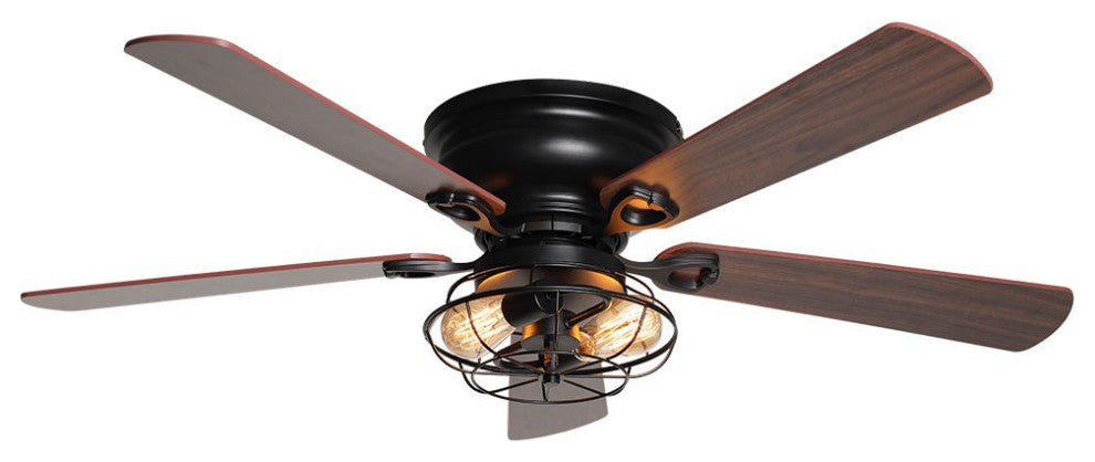 48 in Matte Black 5-Blades Flush Mount Ceiling Fan with Remote and Light Kit