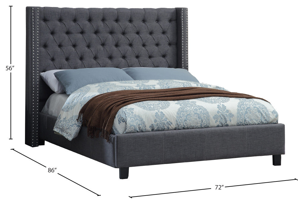 Ashton Linen Bed, Gray, Queen