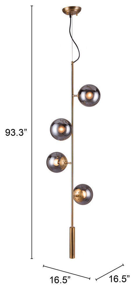 Pendant Ceiling Light Fixture, Glass, Steel Metal, Brass, Gold, Black, Lounge
