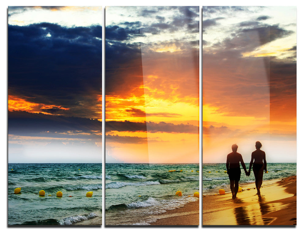 "Lovers at Beach" Photography Metal Wall Art, 3 Panels, 36"x28"