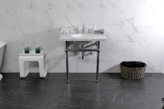 Kingston Brass LMS3030MB1 30" Carrara Marble Console Sink, Legs