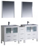 Torino 72" White Double Sink Bathroom Vanity, Side Cabinet, Integrated Sinks