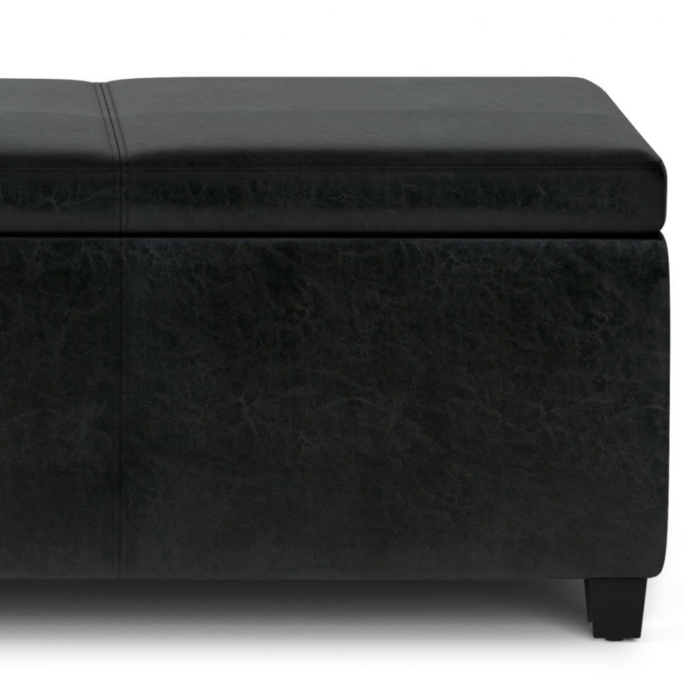 Avalon Extra Large Storage Ottoman Bench, Midnight Black