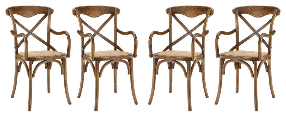 Walnut Gear Dining Armchair Set of 4