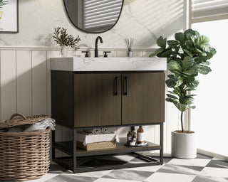 Home Living 30" Single Bathroom Vanity, Mocha Brown