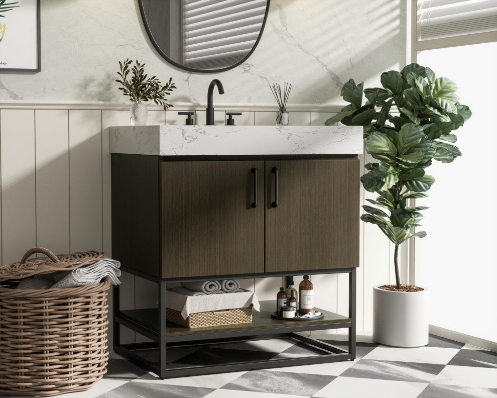 Home Living 30" Single Bathroom Vanity, Mocha Brown