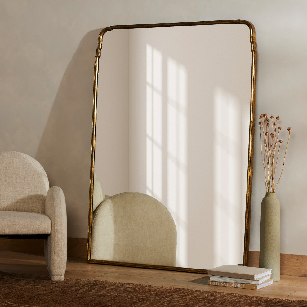 Loire Floor Mirror-Antiqued Gold Leaf