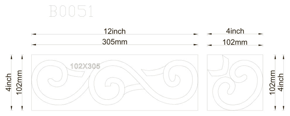 Marble Mosaic Border Bathroom Listello Tile Vine Crema 4x12 Polished, 1 piece