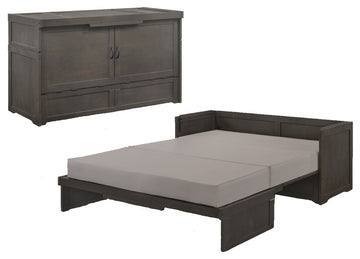 Murphy Cube Cabinet Bed With Mattress, Stonewash, Queen, Pre-Assembled