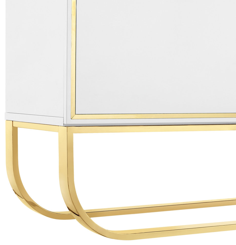 Nicole Miller Jacelynn Sideboard, White/Gold, 4-Door