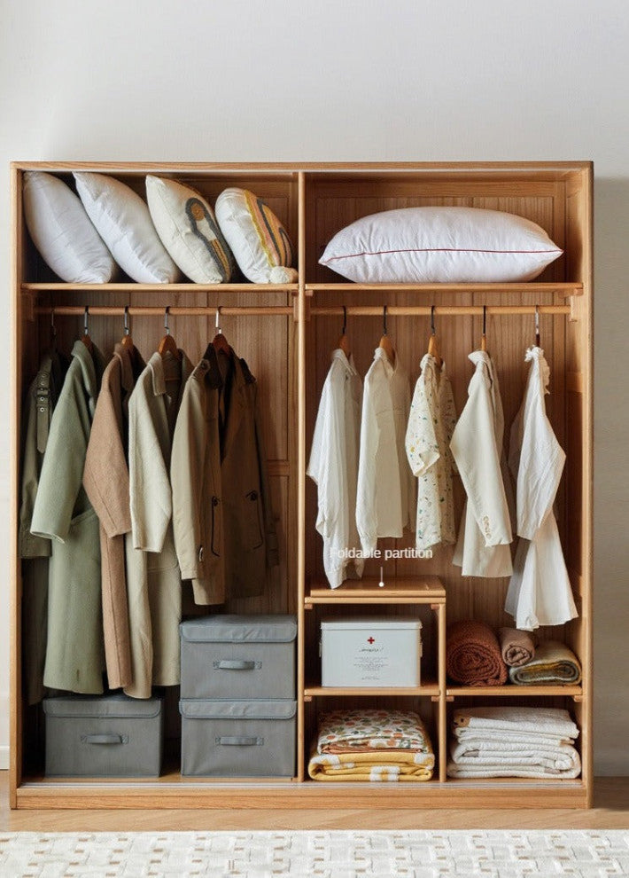 Oak Solid Wood Wardrobe Sliding Door