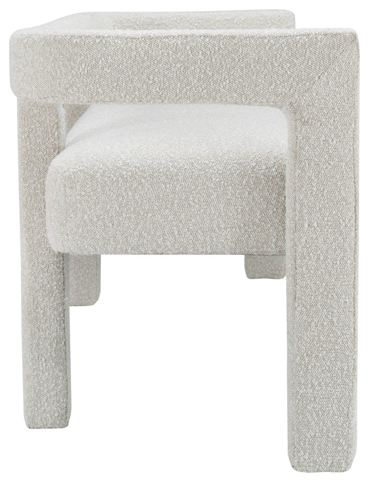 Athena Boucle Fabric Upholstered Bench, Cream, Boucle Fabric
