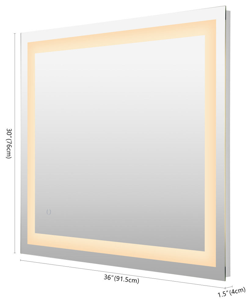 Remy Anti-Fog Front/Back-lit Bathroom Vanity Mirror, Touch Control, Height: 36"