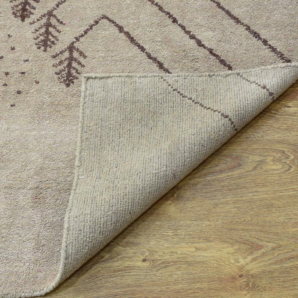 HAND KNOTTED LOOM SILK ECO-FRIENDLY AREA RUGS -10'x10',Square,Cream,Contemporary