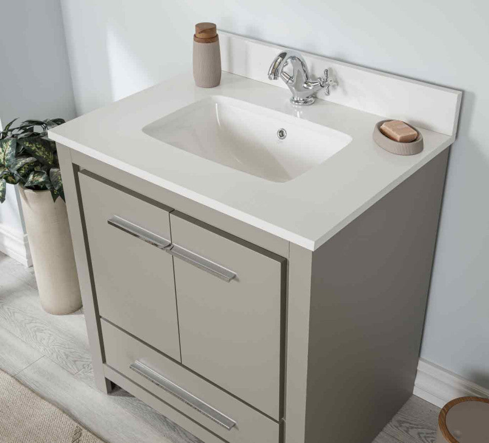 Mila Collection 30" Bathroom Vanity With Sink, Mirror, Countertop, Ash Gray