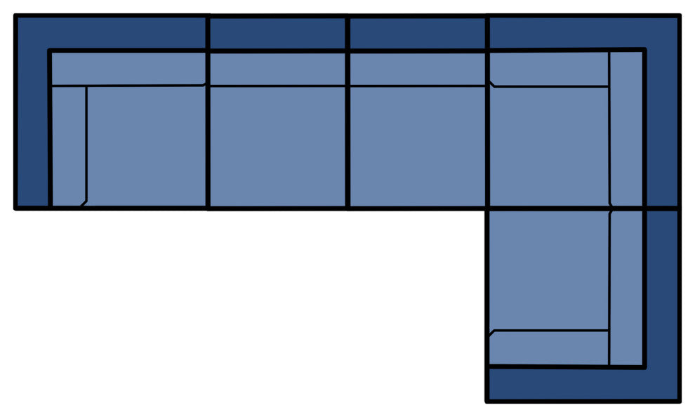 Maui 5-piece Outdoor Modular Conversation Set, 3 Corner Sofa Seats, Cobalt