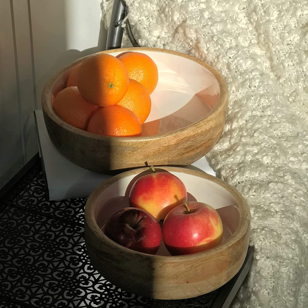 2 Piece Mango Wood and Lacquer Bowl Set