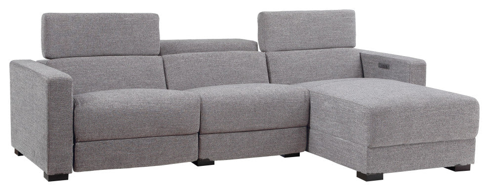 Zara Power Reclining Sectional, Light Gray