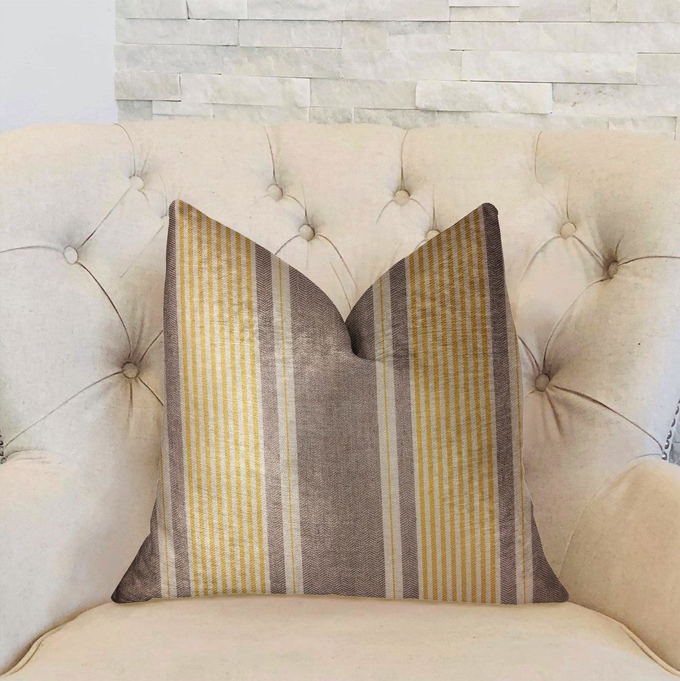 Graceful Bridge Yellow and Gray Luxury Throw Pillow, 22"x22"