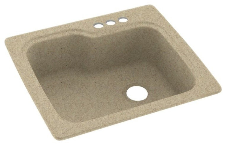 Swan 25x22x9 Solid Surface Kitchen Sink, 3-Hole, Prairie
