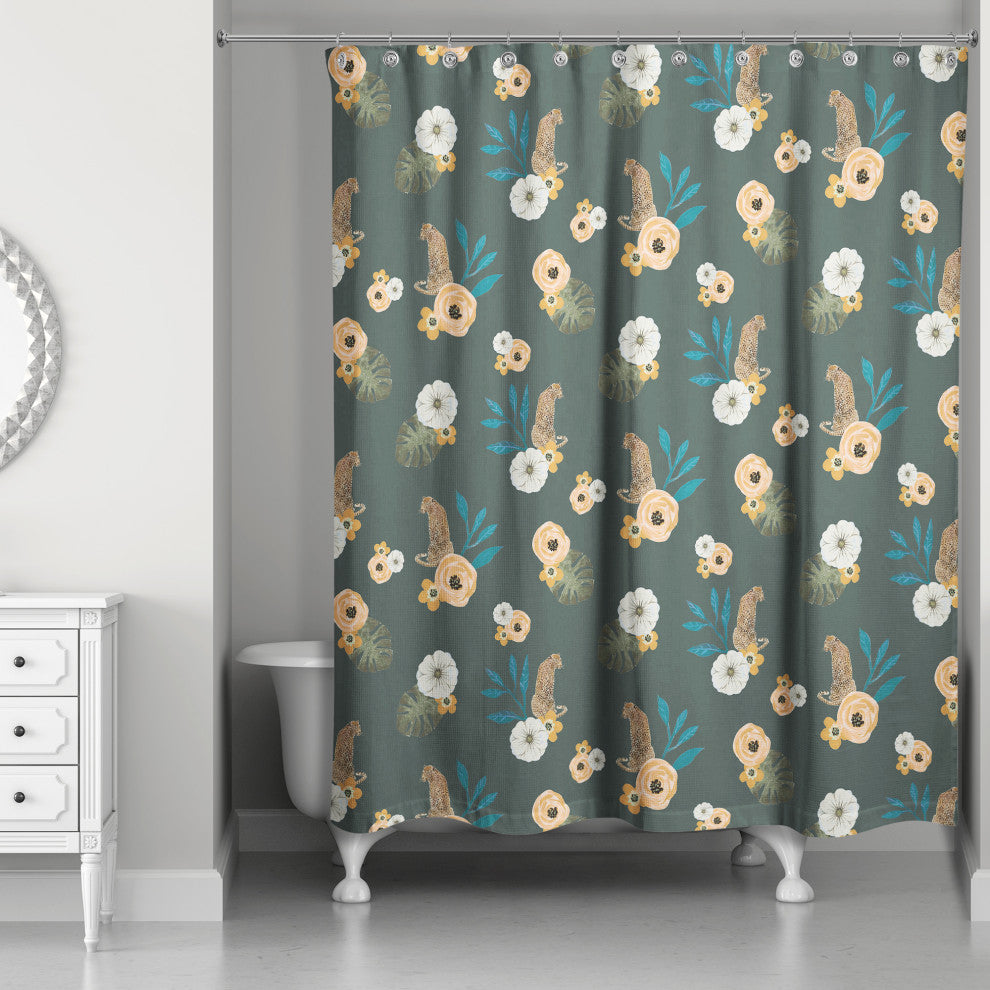 Tropical Jag Green 71x74 Shower Curtain