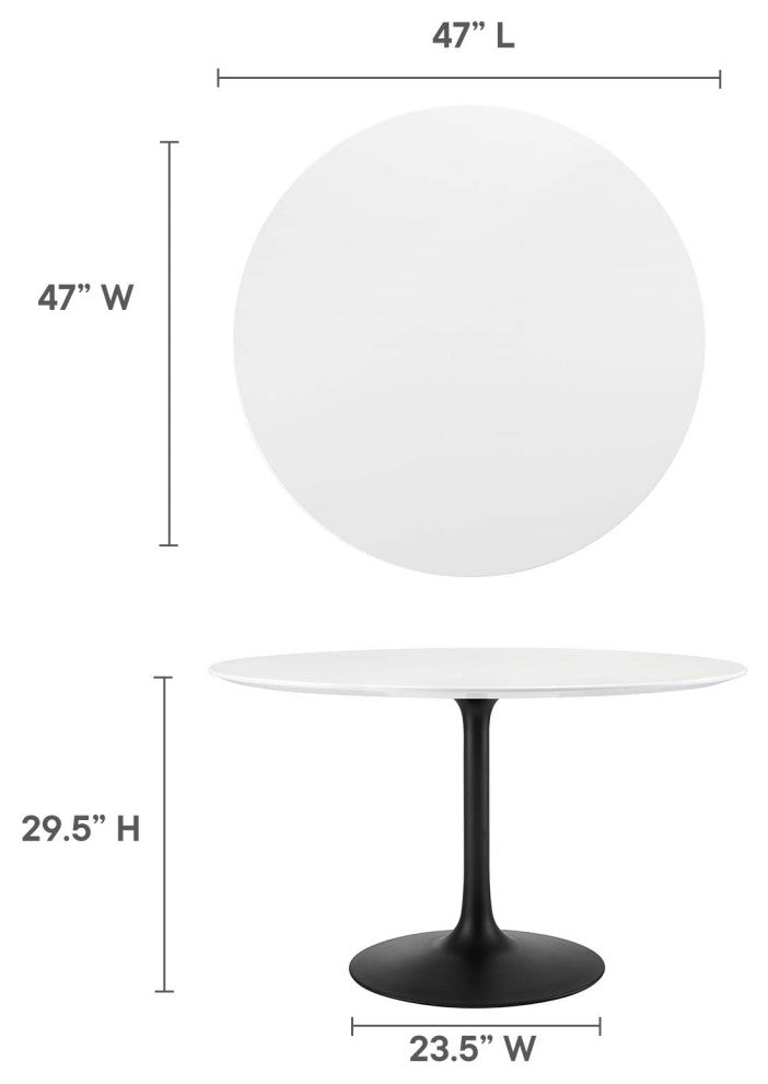 Lippa 47" Round Wood Dining Table Black White