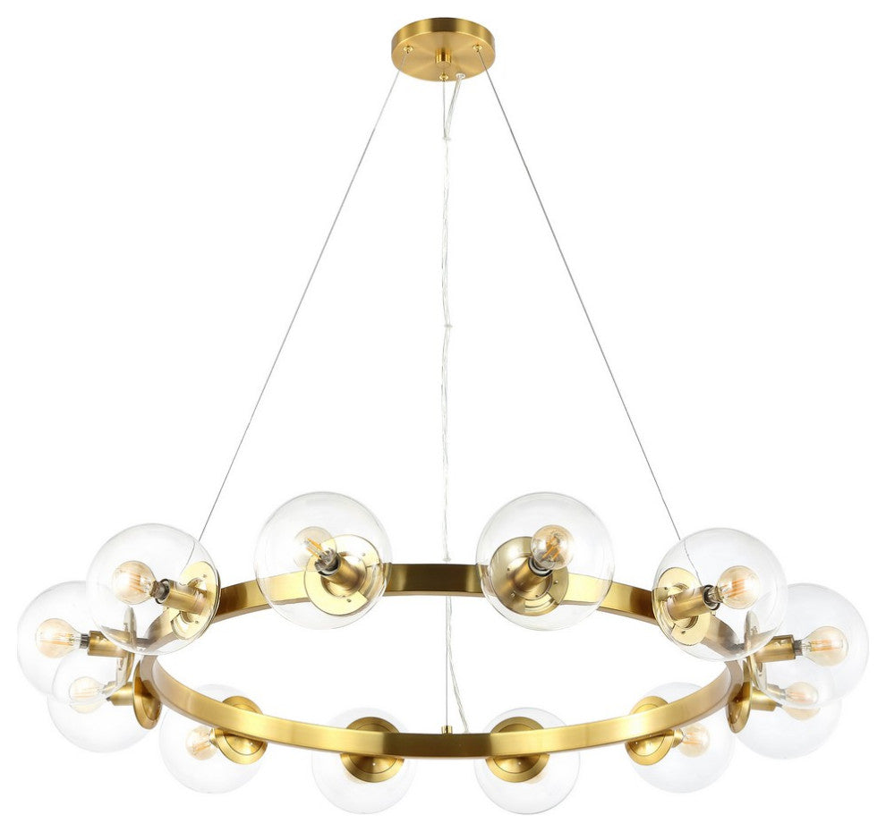 Safavieh Rylian 12 Lt 38" Chandelier, Brass