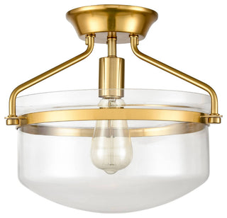 Modern Mid-Century Gold Clear Glass Ceiling Lights Brass