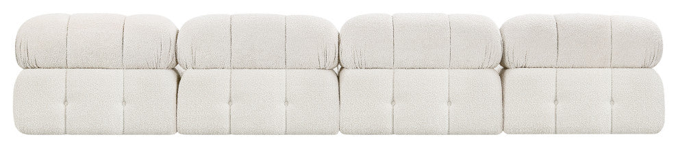 Ames Boucle Fabric Modular Sofa, Cream, 4-Piece: 4 Armless Chair