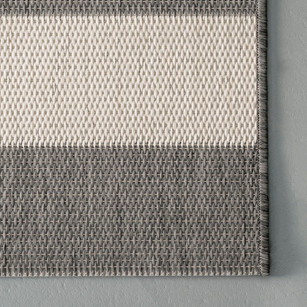 Nuloom Striped Contemporary Area Rug, Light Grey 5'3"x7'6"