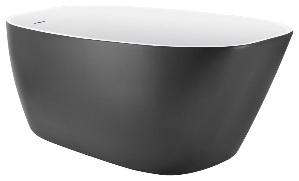 59" Acrylic Freestanding Single Slipper Soaking Bathtub, Gray