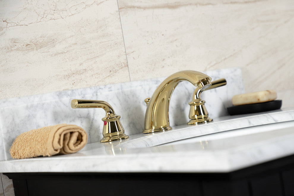 Kingston Brass KB962RXL Widespread Bathroom Faucet, Pop-Up Drain