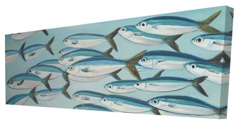 Small Fishs of Caesio Caerulaurea Print on Wrapped Canvas