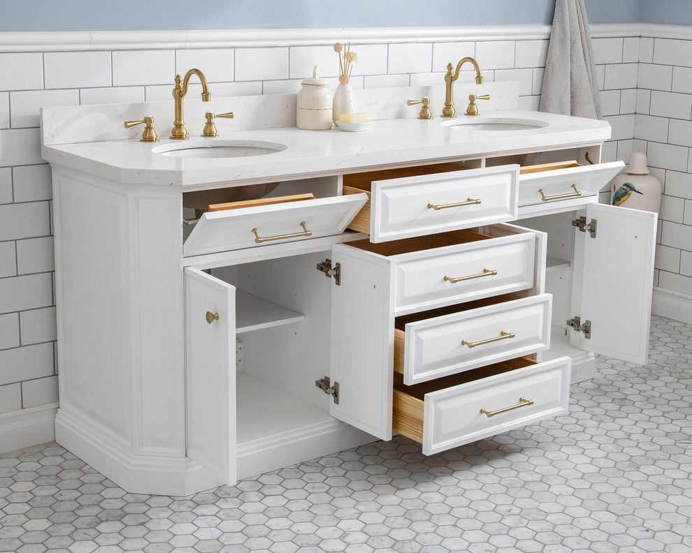 72" Palace Collection With Hardware, Satin Brass Finish, Pure White, F2-0012 Fau