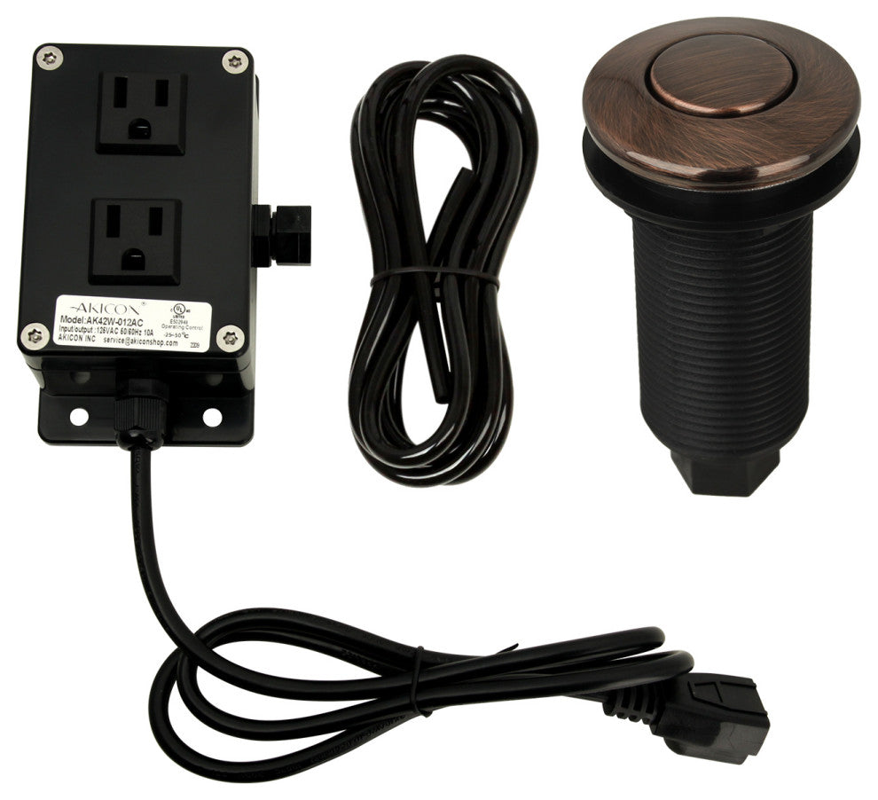 Dual Outlet Copper Garbage Disposal Kitchen Air Switch Kit, Antique Copper