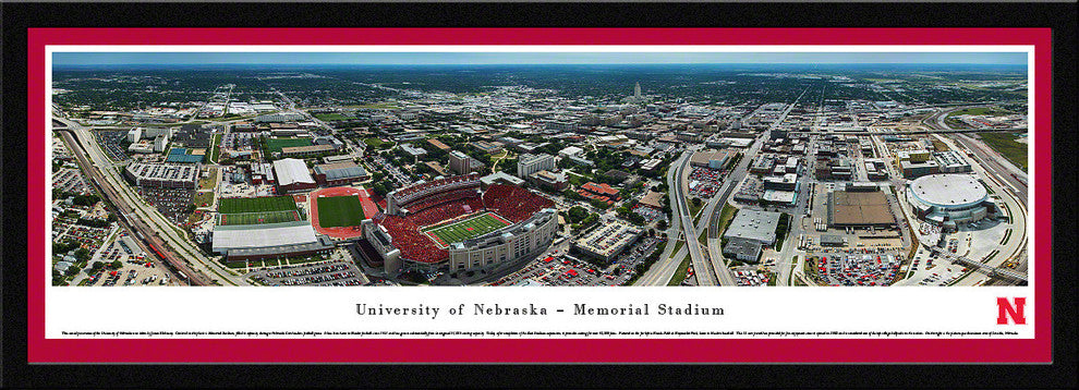 Nebraska Huskers Football Panoramic, Aerial, Select Frame