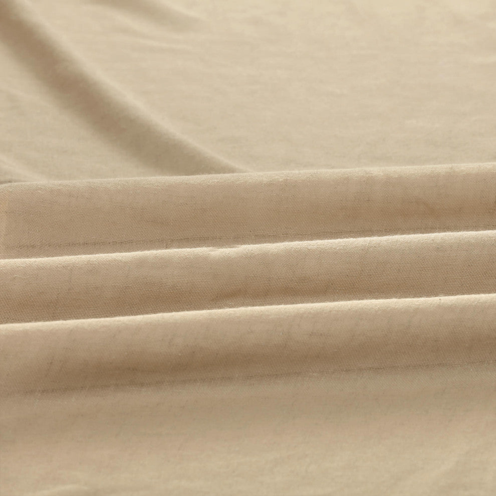 Faux Linen Sheer Curtain Single Panel, Raffia Tan, 50"x108"