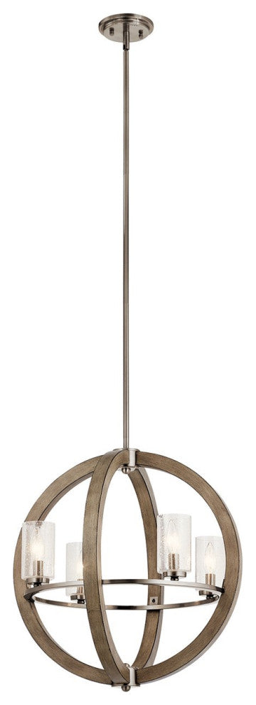Kichler Grand Bank 4 Light Chandelier in Distressed Antique Gray
