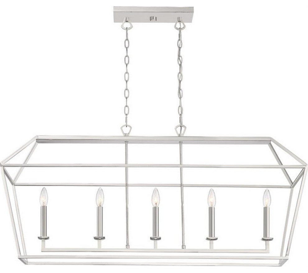 Quoizel AVY542PK Five Light Island Chandelier, Polished Nickel Finish