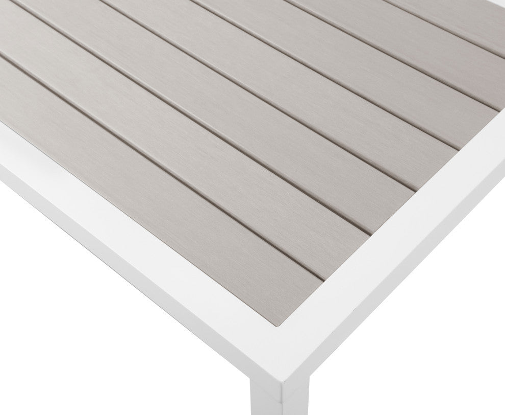 Nizuc Outdoor Patio Aluminum End Table, Light Gray