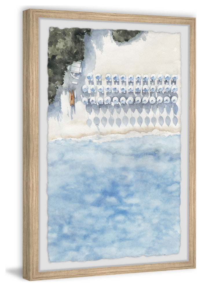 "Lined Up Umbrellas" Framed Painting Print, 24x36