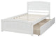 Gewnee Wood Twin size Platform Bed with Two Drawers in White