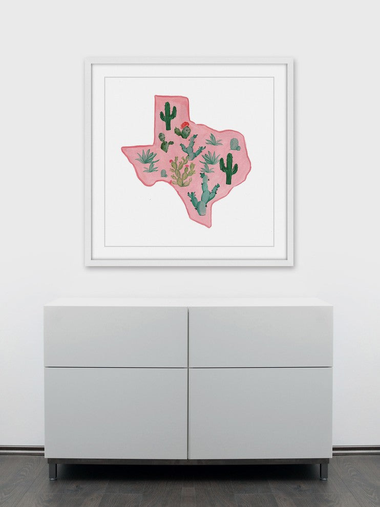 "Pink Texas" Framed Painting Print, 18x18