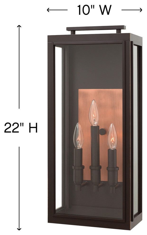 Hinkley Sutcliffe Large Wall Mount Lantern, Oil Rubbed Bronze