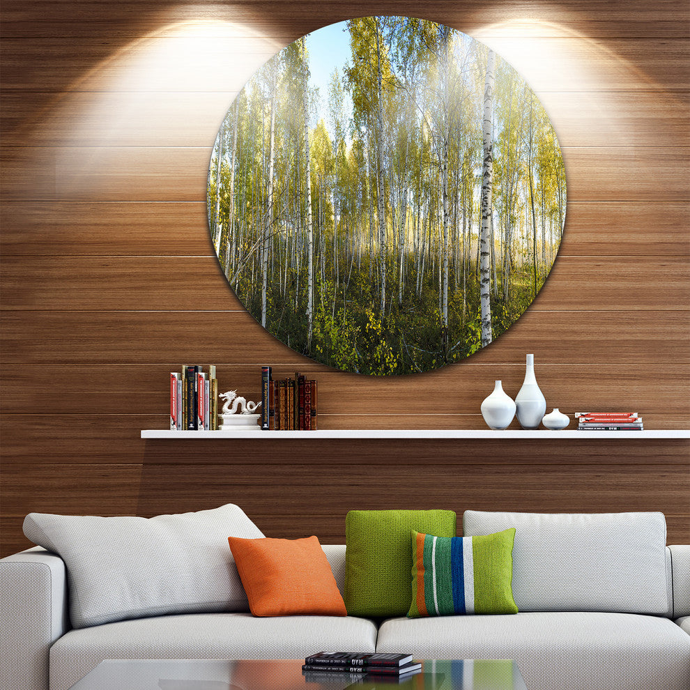 Green Autumn Trees, Landscape Photo Round Wall Art, 23"