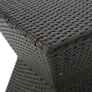 GDF Studio Frances Outdoor 16" Multi-Brown Wicker Square Side Table