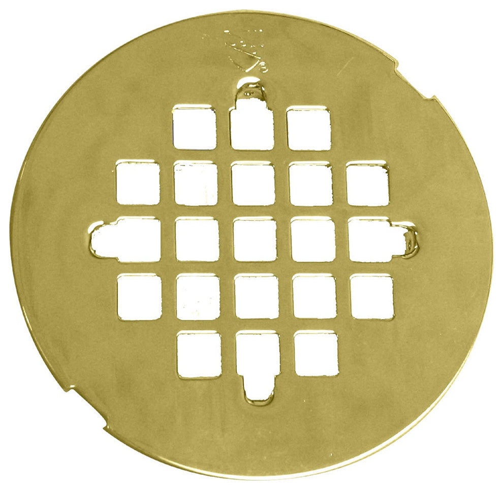 2" PVC Shower Drain Assembly and Grid, Polished Brass, Polished Brass