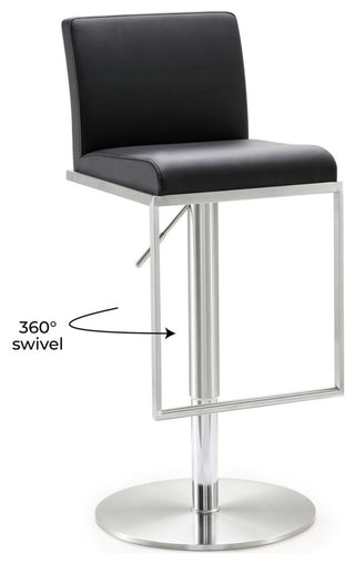 TOV Furniture Amalfi Black Stainless Steel Adjustable Barstool