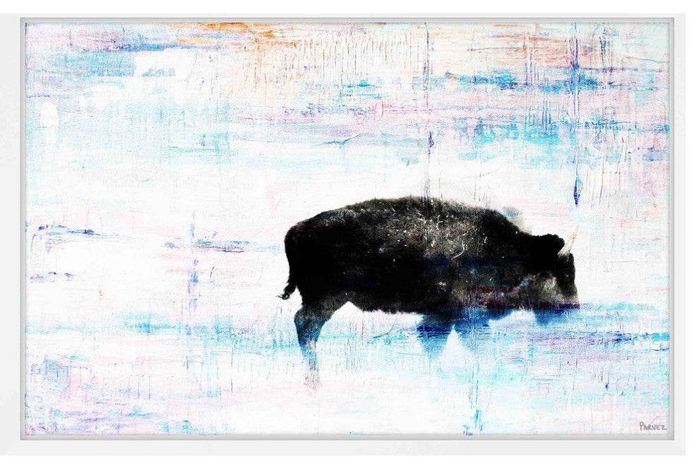 Parvez Taj "The Buffalo Knows" Framed Painting Print, 36"x24"