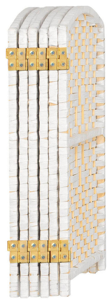 2 ft. Short Diamond Weave Fiber Room Divider White 6 Panel